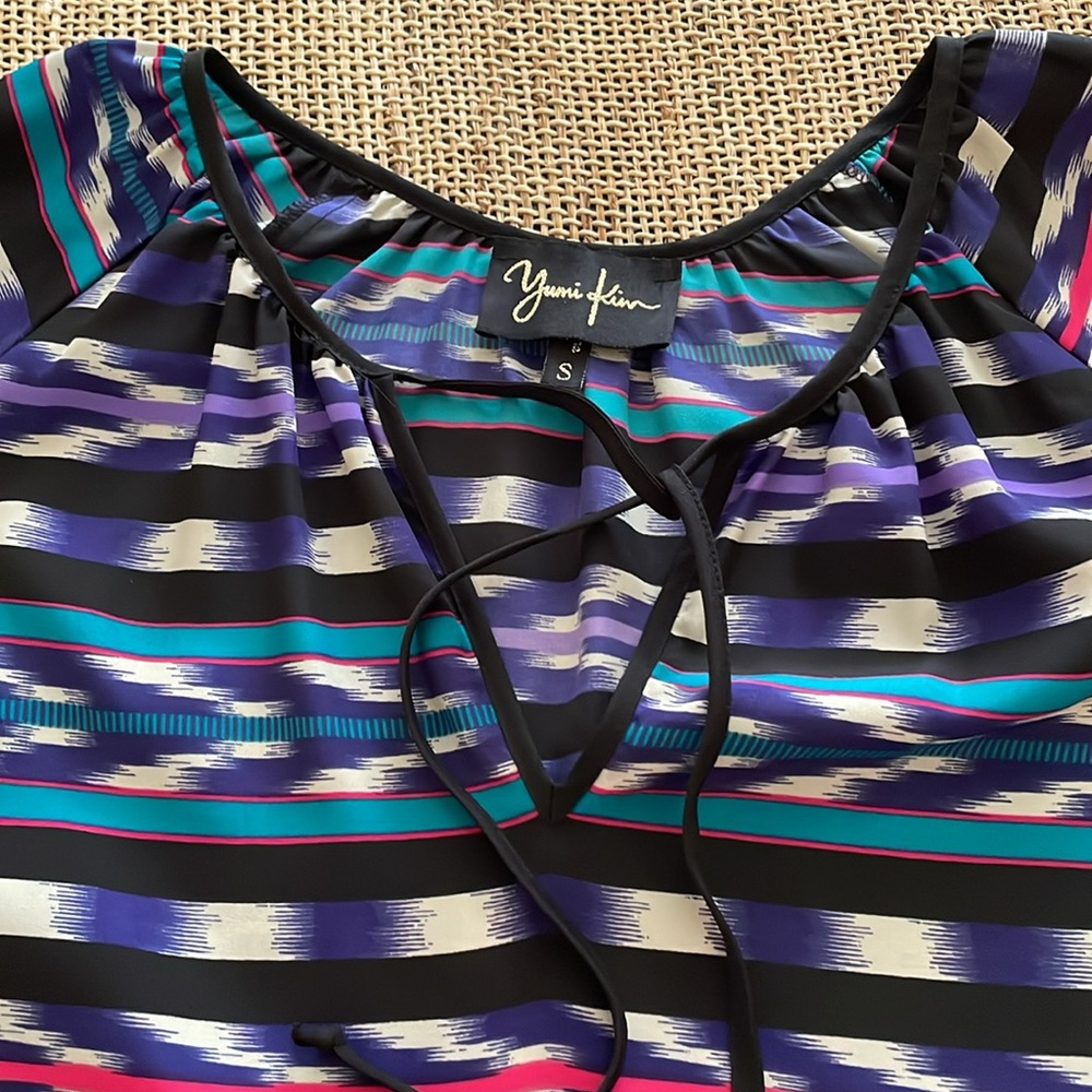 YUMI KIM Printed Multi Pattern Drawstring Waist  Dress Size Small